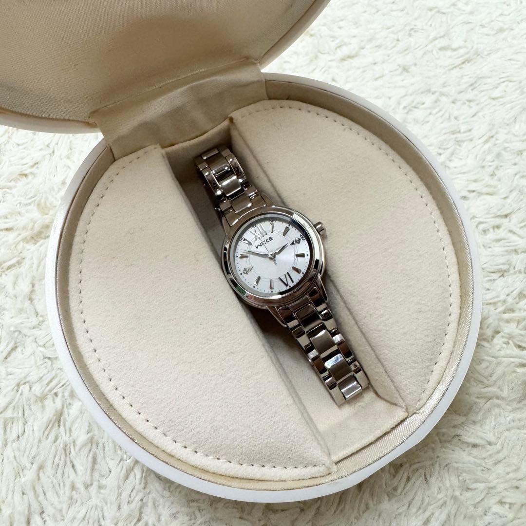 美品 Wicca citizen シルバー 腕時計 ソーラー スワロフスキ