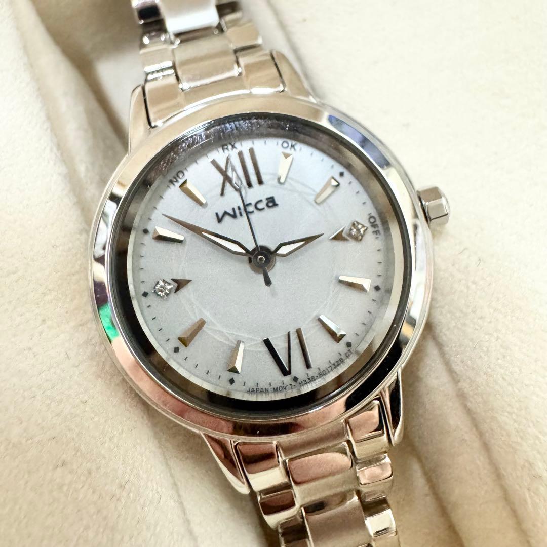 美品 Wicca citizen シルバー 腕時計 ソーラー スワロフスキ
