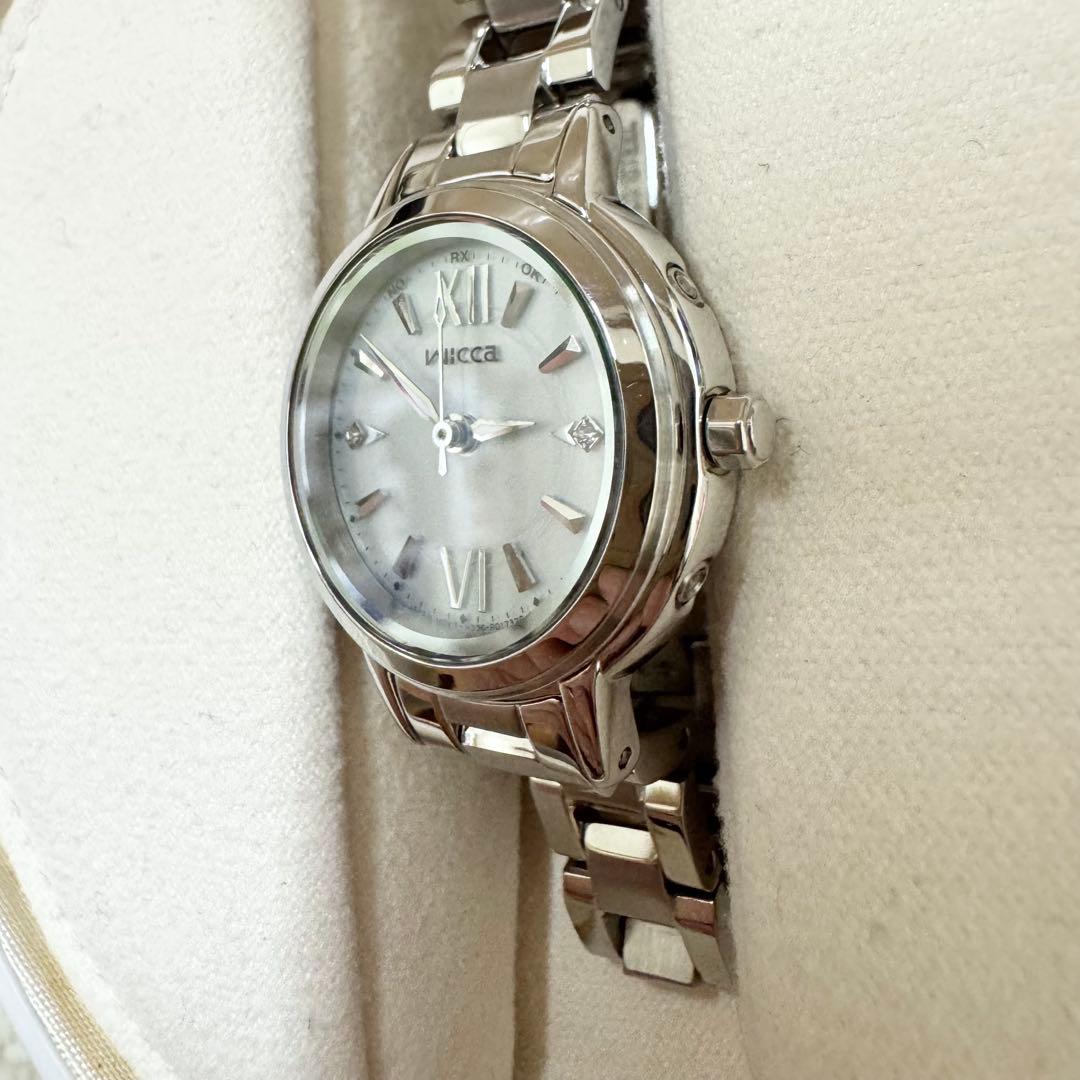 美品 Wicca citizen シルバー 腕時計 ソーラー スワロフスキ