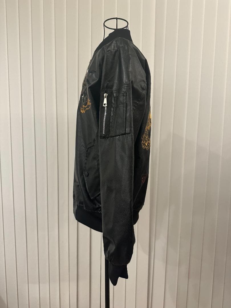 UABONI 【ユアボニ】 ジャケット 風神 雷神 刺繍 フェイクレザー