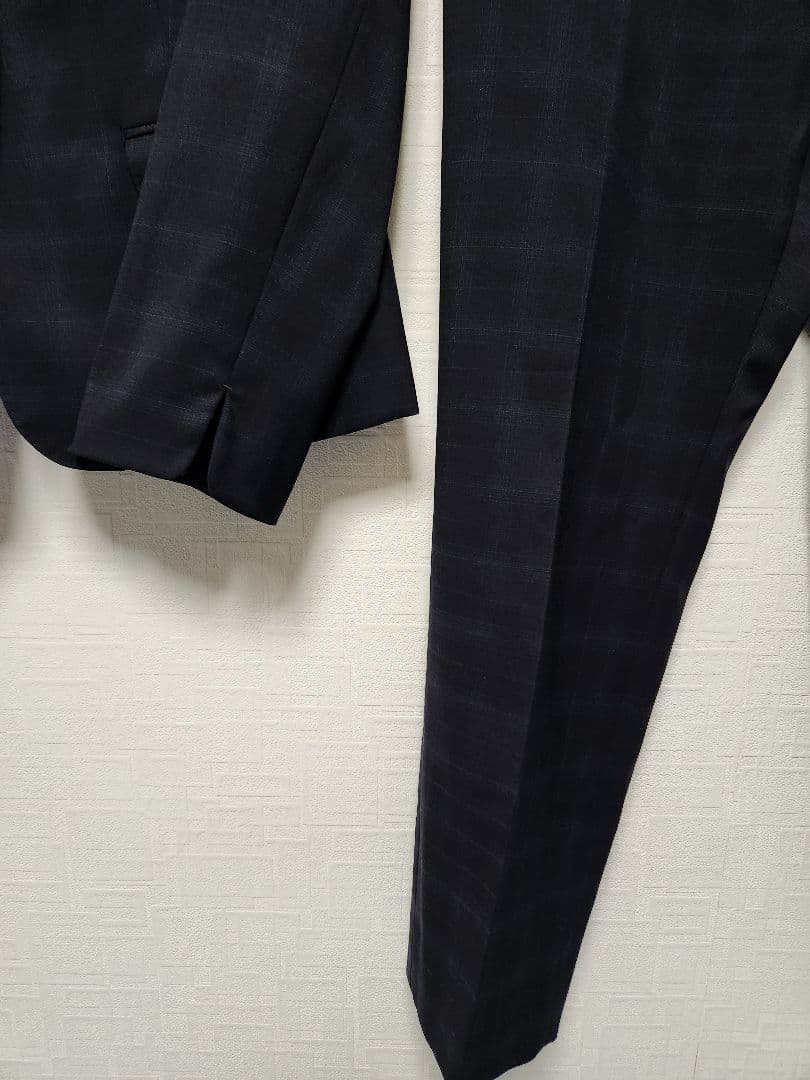 エヌライン　レディース　パンツスーツ　セットアップ　濃紺　チェック　大きいサイズ