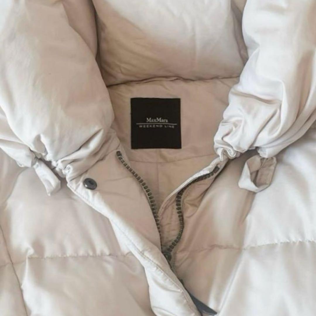 極美品 MAX MARA ベルテッド ロング ダウンコート アイボリー40