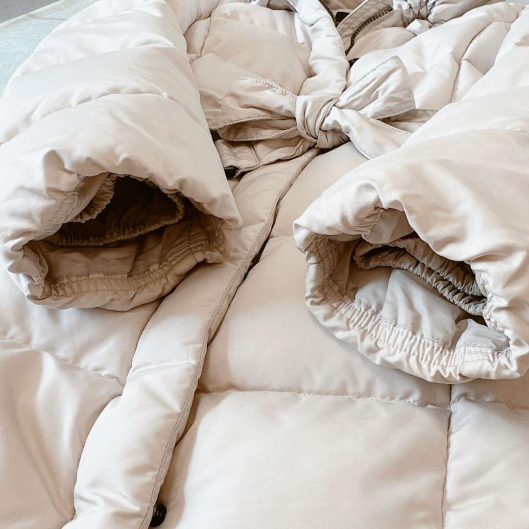 極美品 MAX MARA ベルテッド ロング ダウンコート アイボリー40