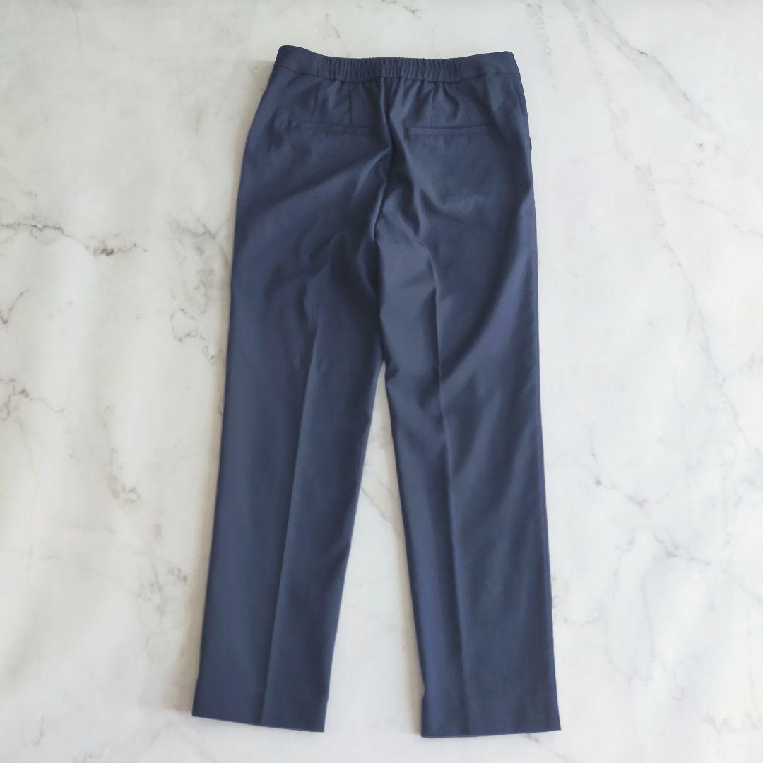 プラステ　リネンブレンド　洗える　パンツスーツセットアップ　ノーカラー　麻混