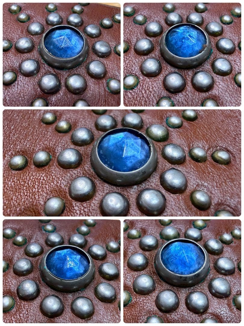 ⭐️HTC⭐️オーバーレイスティングレイベルト⭐️ブラウンレザー⭐️ブルークリア石⭐️32