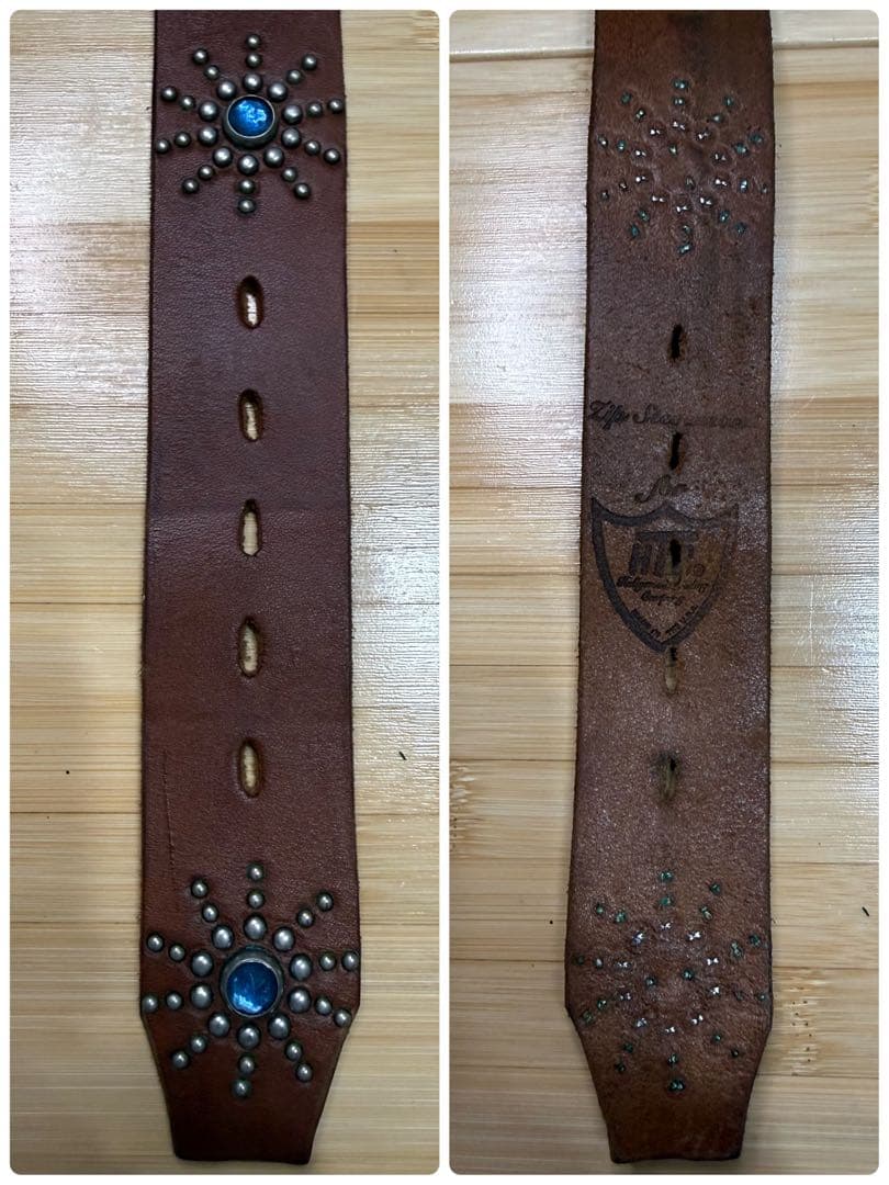 ⭐️HTC⭐️オーバーレイスティングレイベルト⭐️ブラウンレザー⭐️ブルークリア石⭐️32