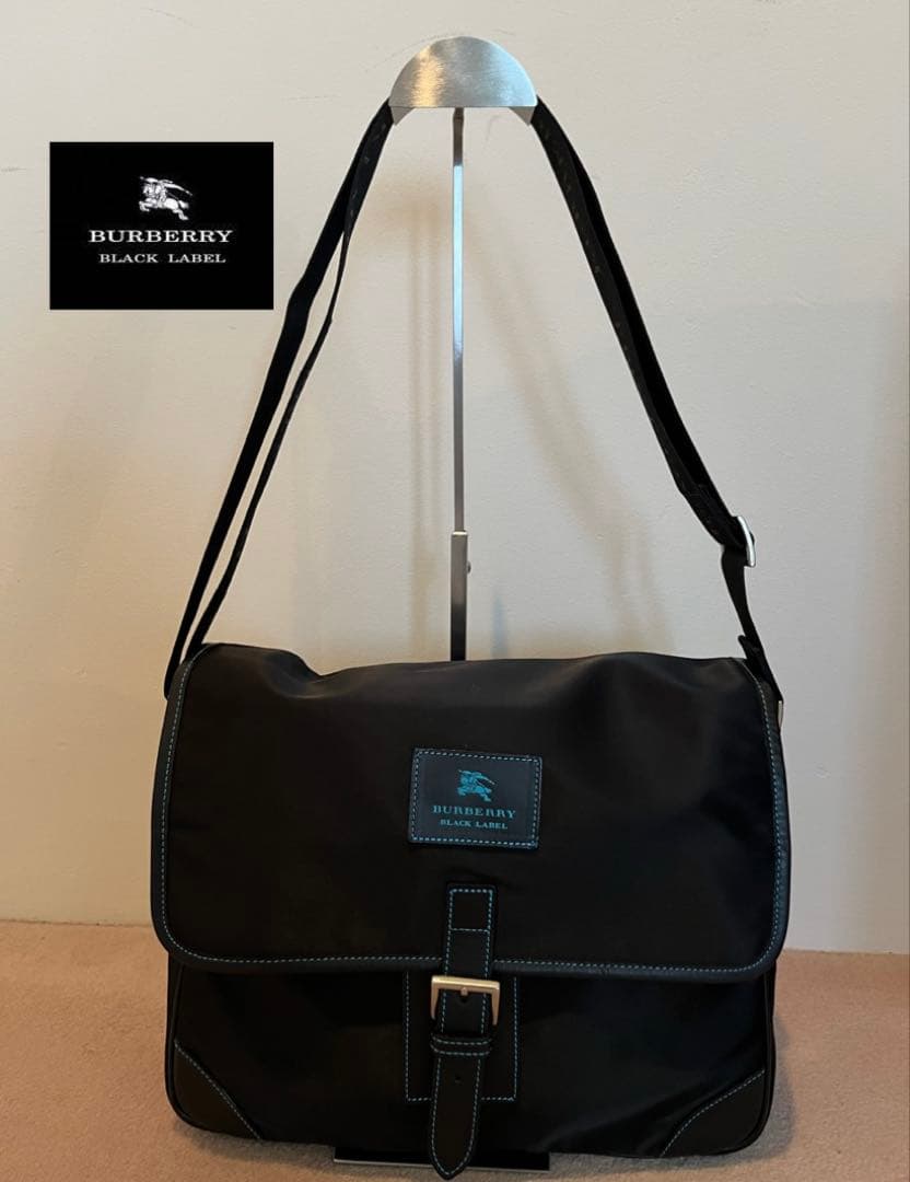 【美品】BURBERRYバーバリーブラックレーベル　黒ナイロン　ショルダーバッグ