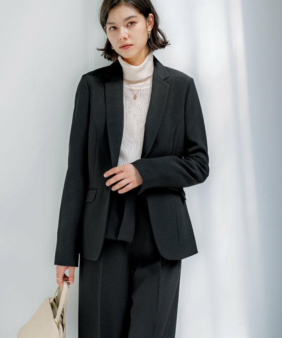 【２点セット】洗えて型くずれしないワイドパンツセットスーツ