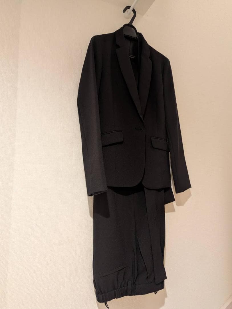 【２点セット】洗えて型くずれしないワイドパンツセットスーツ