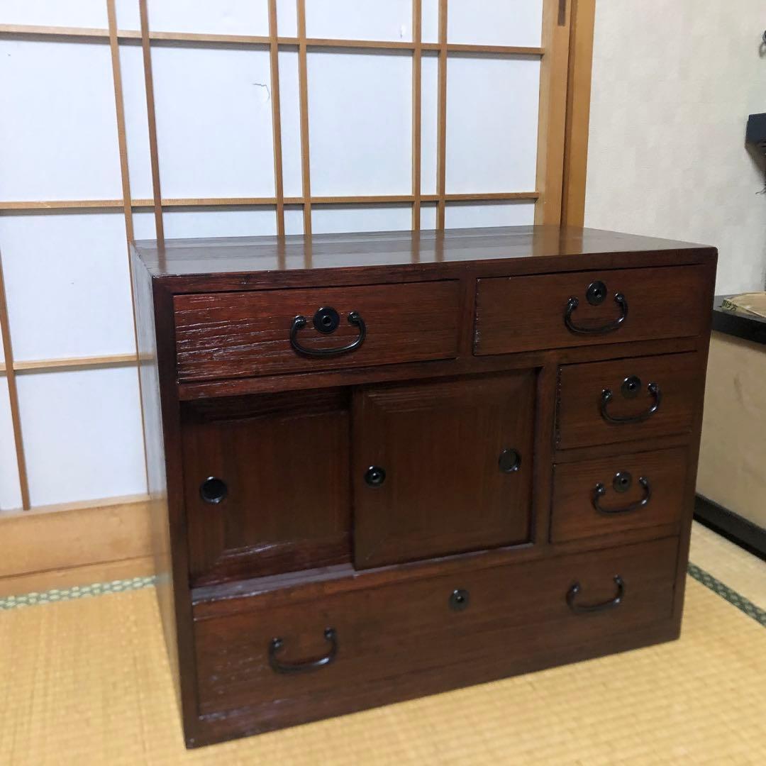 時代タンス　民芸タンス　小タンス　桐　小物収納 高さ48.5cm サイズ小ぶり