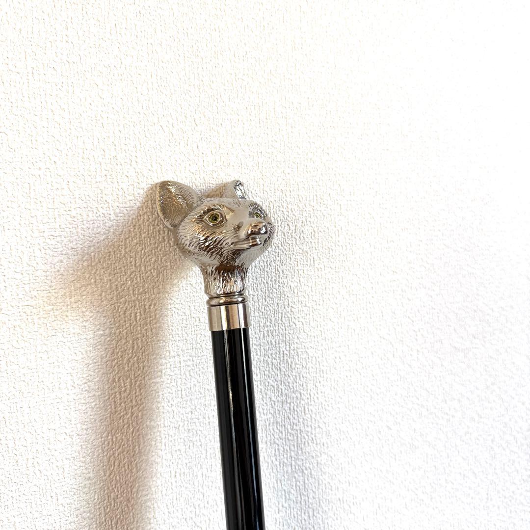 フォクスアンブレラ　狐の頭部デザイン 長傘 黒