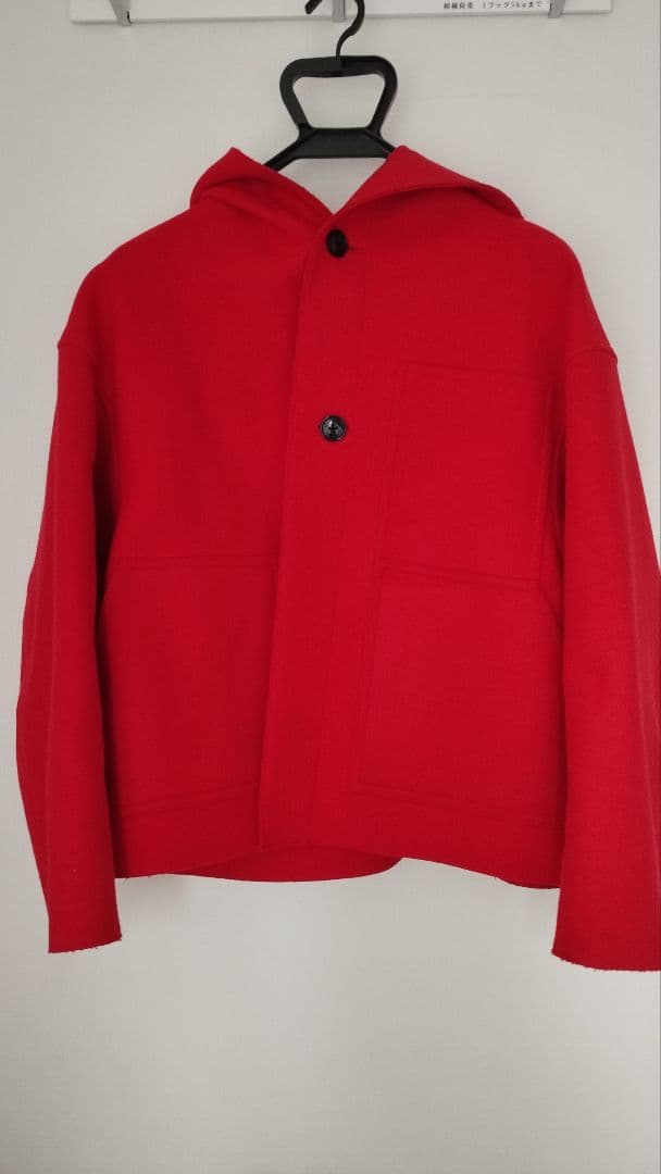 HYKE MELTON HOODED WORK JACKET　赤