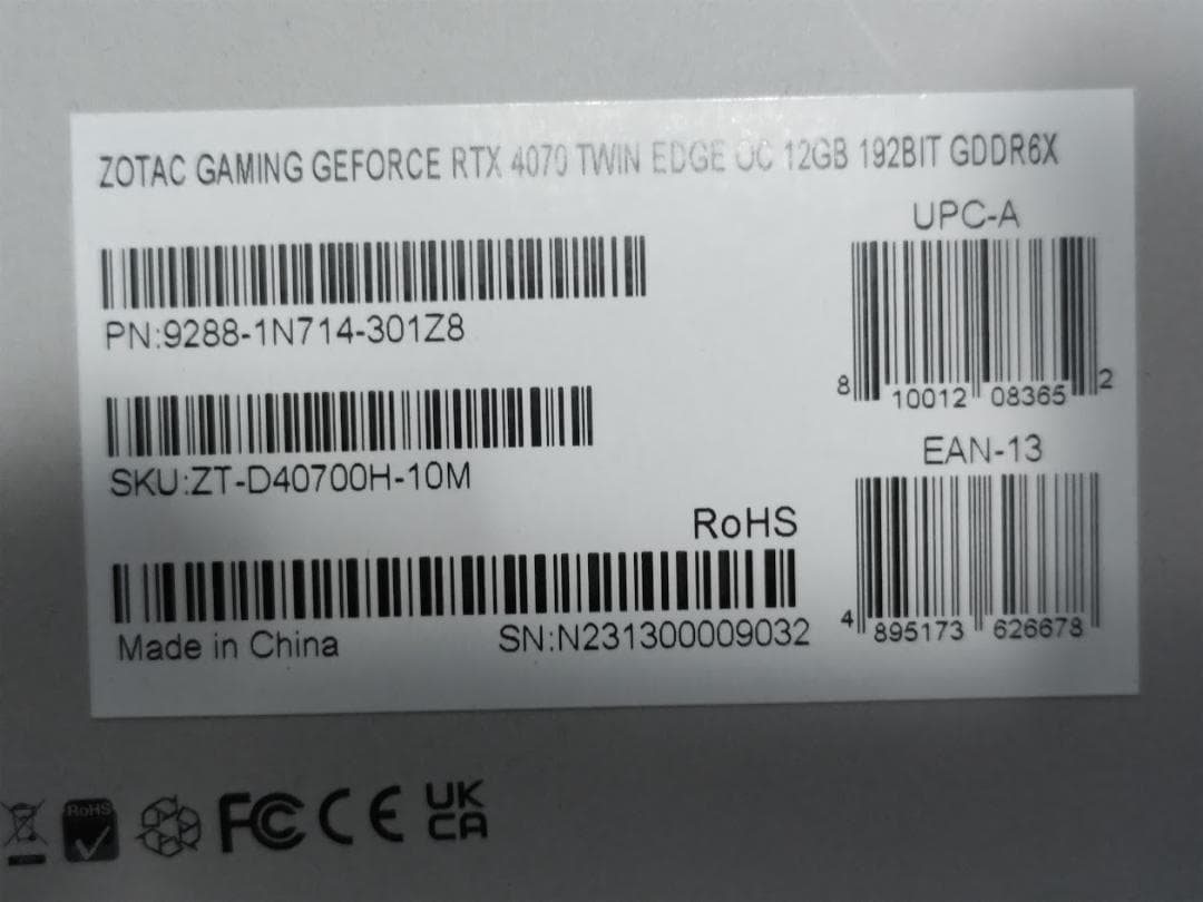 ***様 ZOTAC GEFORCE RTX 4070 TWIN EDGE OC