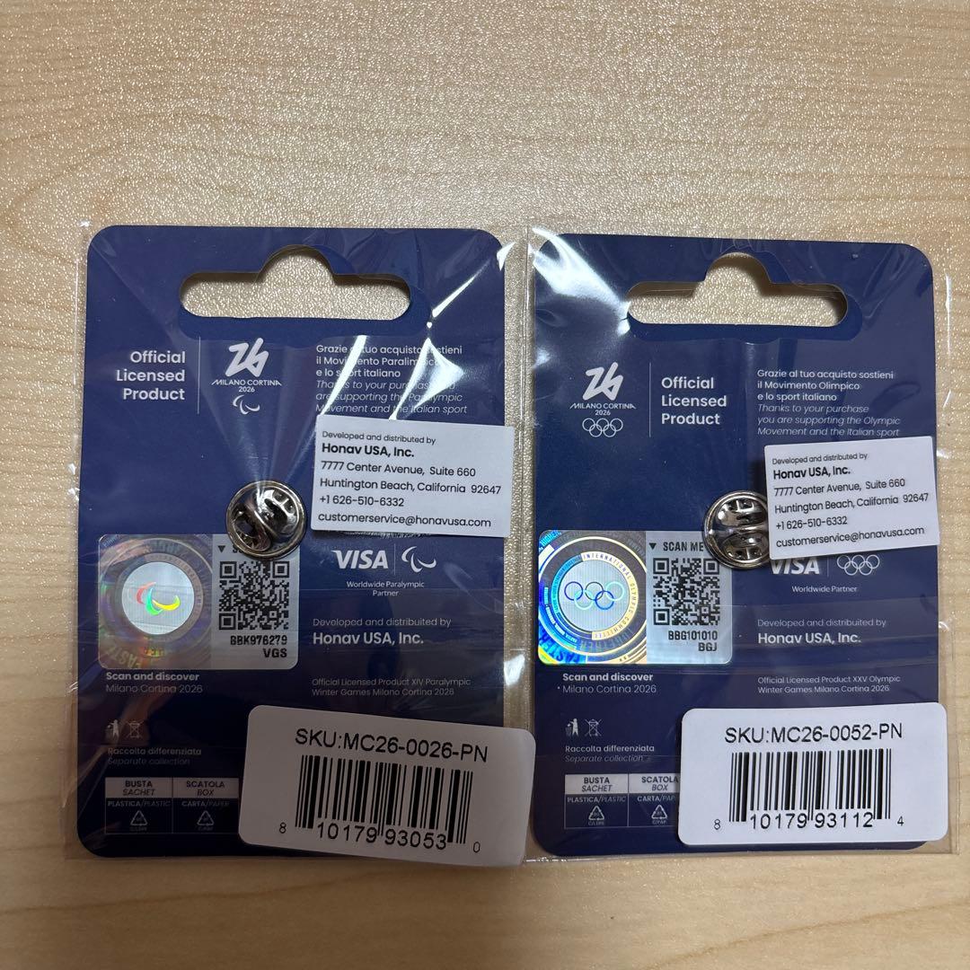 ミラノコルティナオリンピック　ティナ&ミロ　ピンバッジ２個セット　オマケで切符