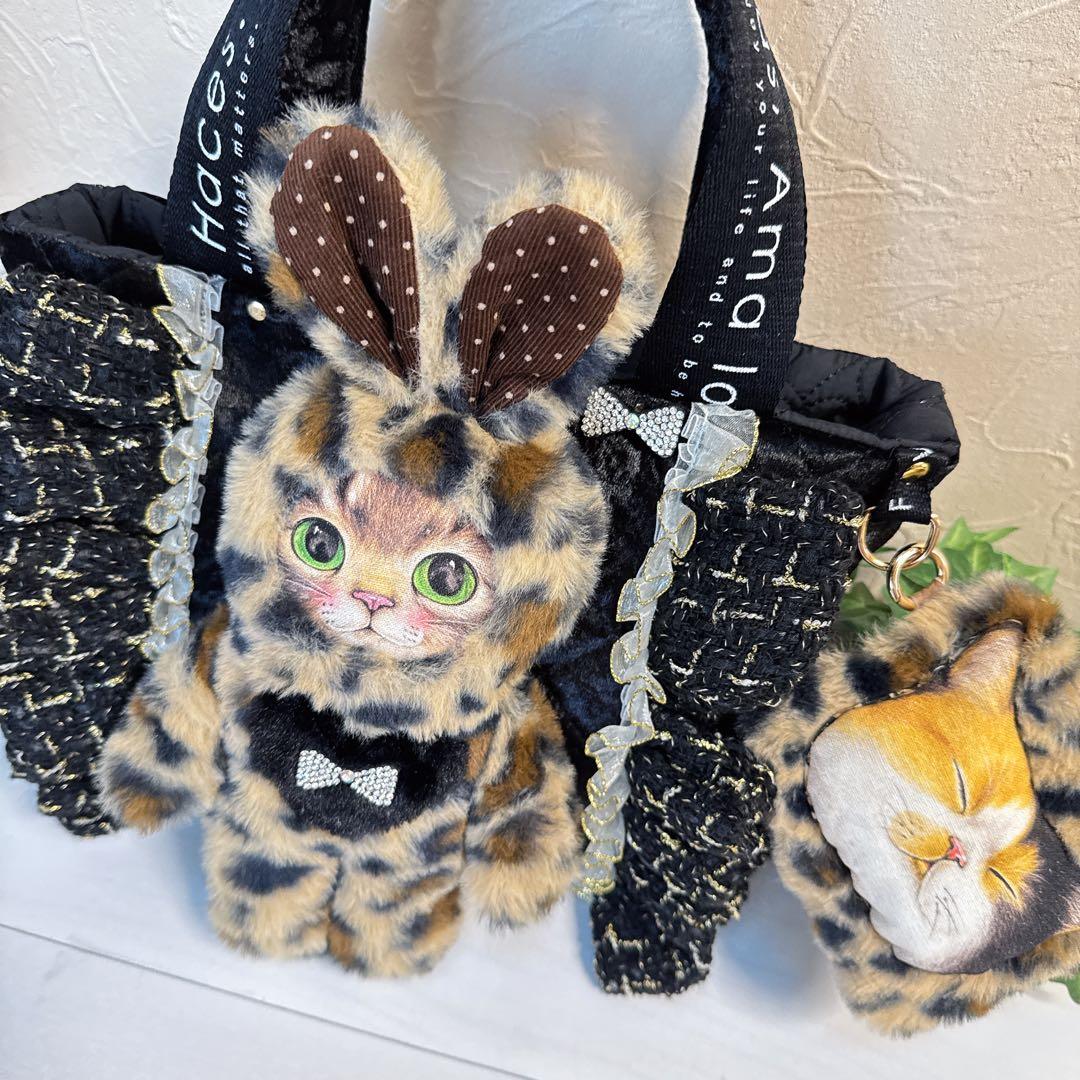 さ*ー様 コヤンイサムチョン♡豹柄うさリトルサンダーちゃんのベルベットトートバッ