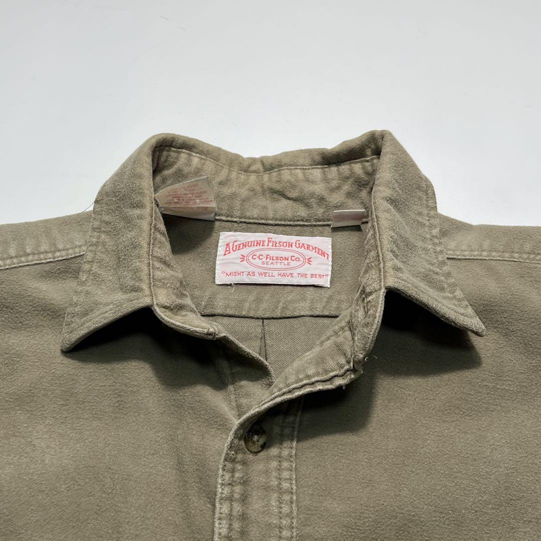 90s フィルソン USA製 シャモアクロス 長袖シャツ M カーキ 7688