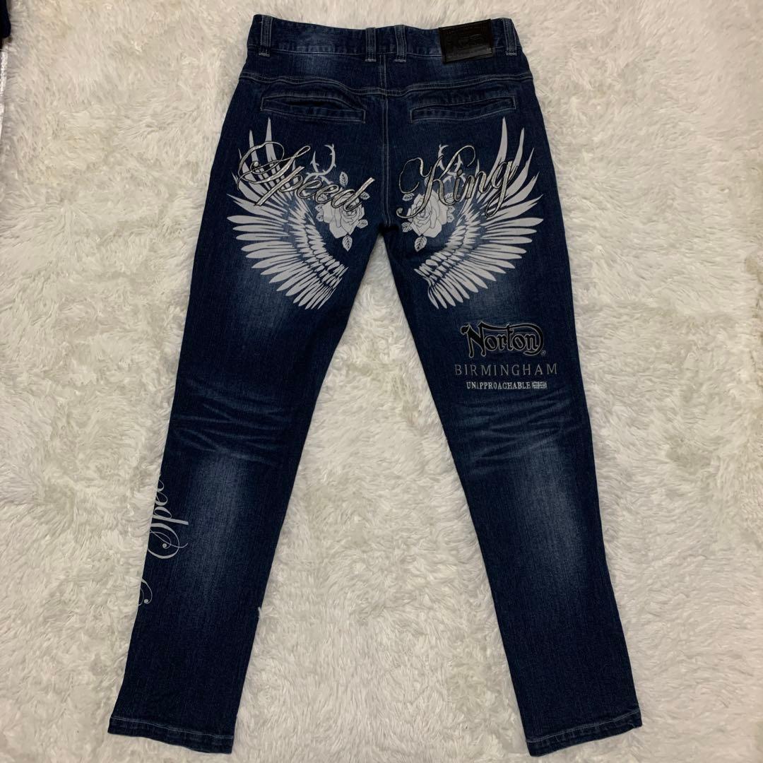 ノートン NORTON ジーンズ ウイングロゴ 刺繍 ストレッチ デニムパンツ