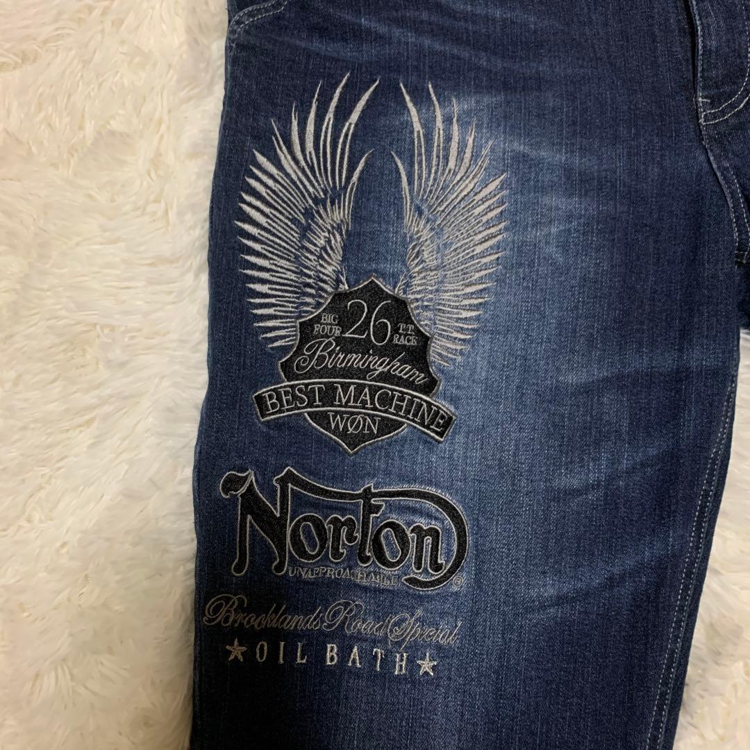ノートン NORTON ジーンズ ウイングロゴ 刺繍 ストレッチ デニムパンツ