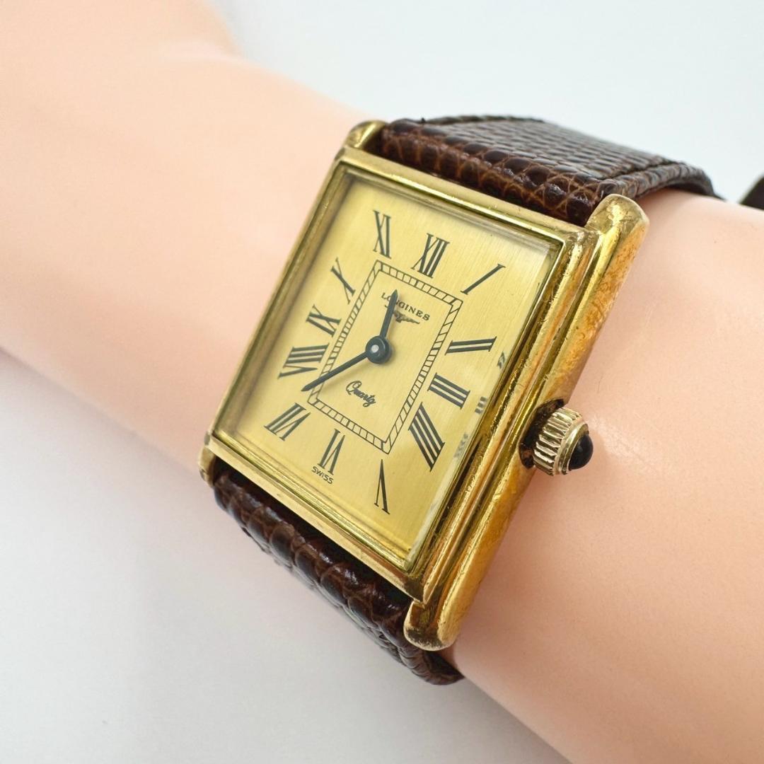 【新品電池】LONGINES ロンジン ゴールド文字盤 スクエア レディース
