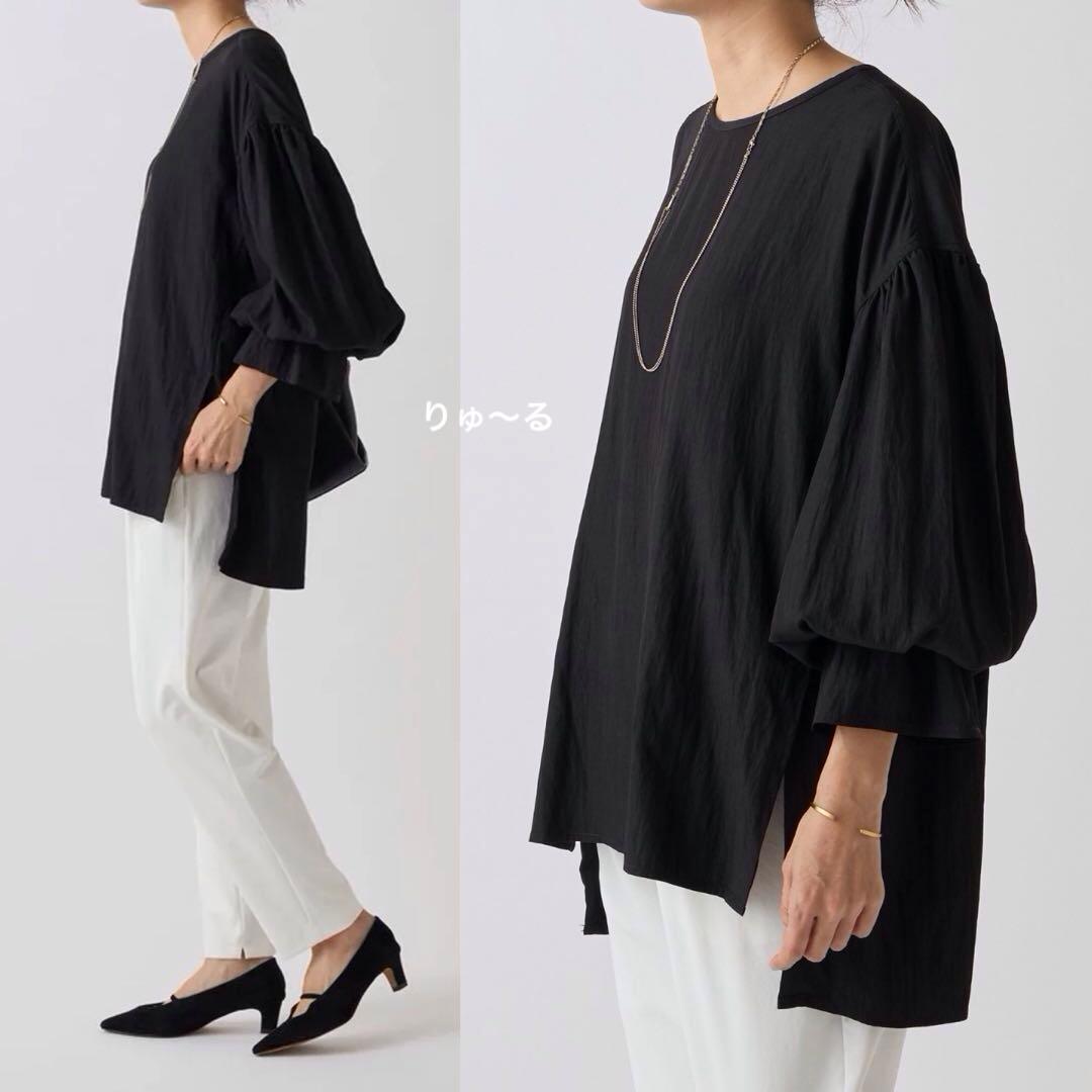 1回美品⭐️23100円⭐️BEARDSLEY ビアズリー ギャザーカフスシャツ／黒