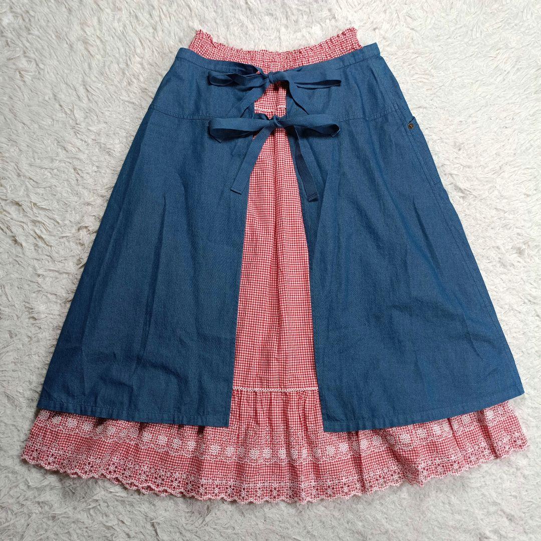 極美品✨ピンクハウス現行　うさぎ刺繍 レイヤードスカート　近年モデル　フリル