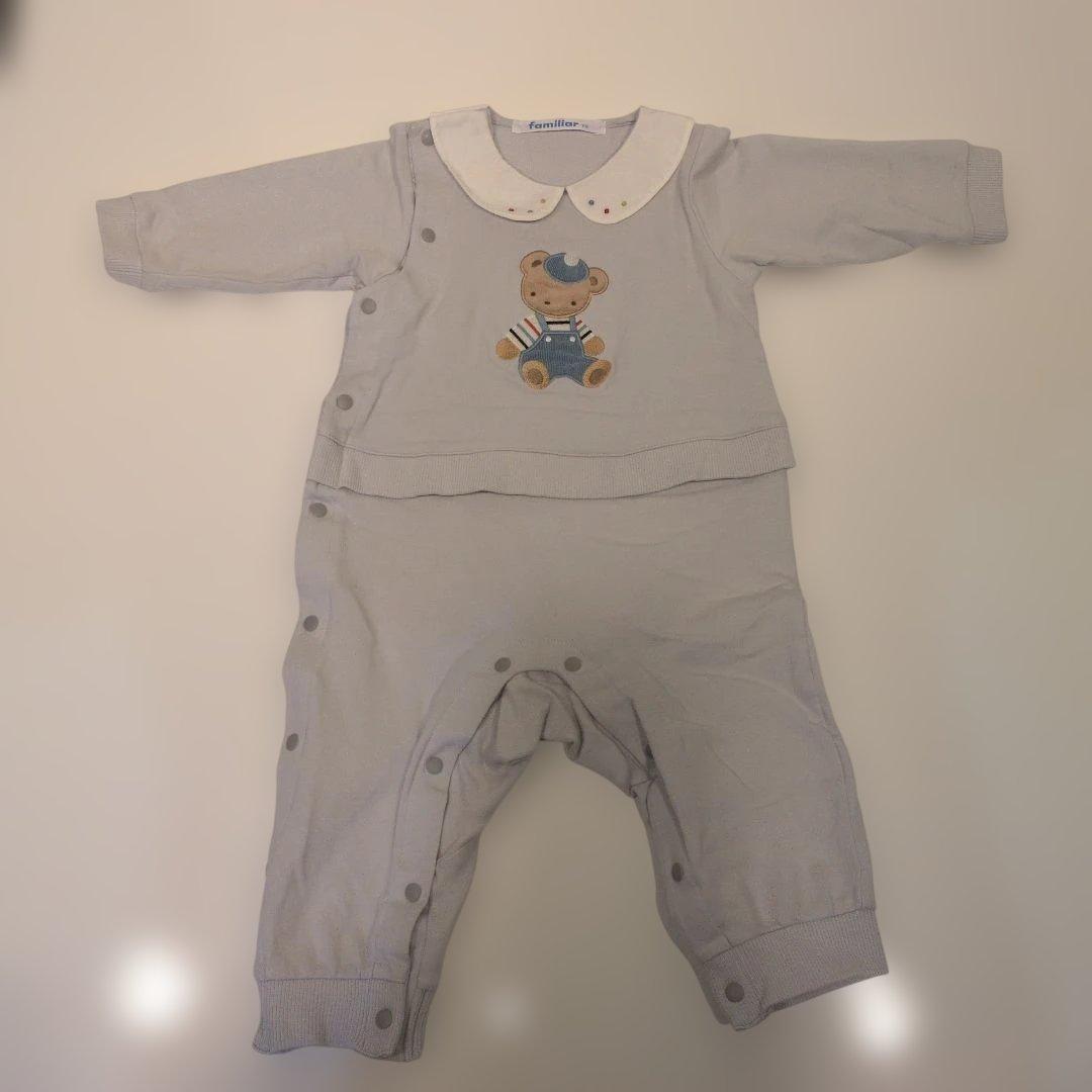 familiar ブルー ロンパース 70　水通しのみ✨️