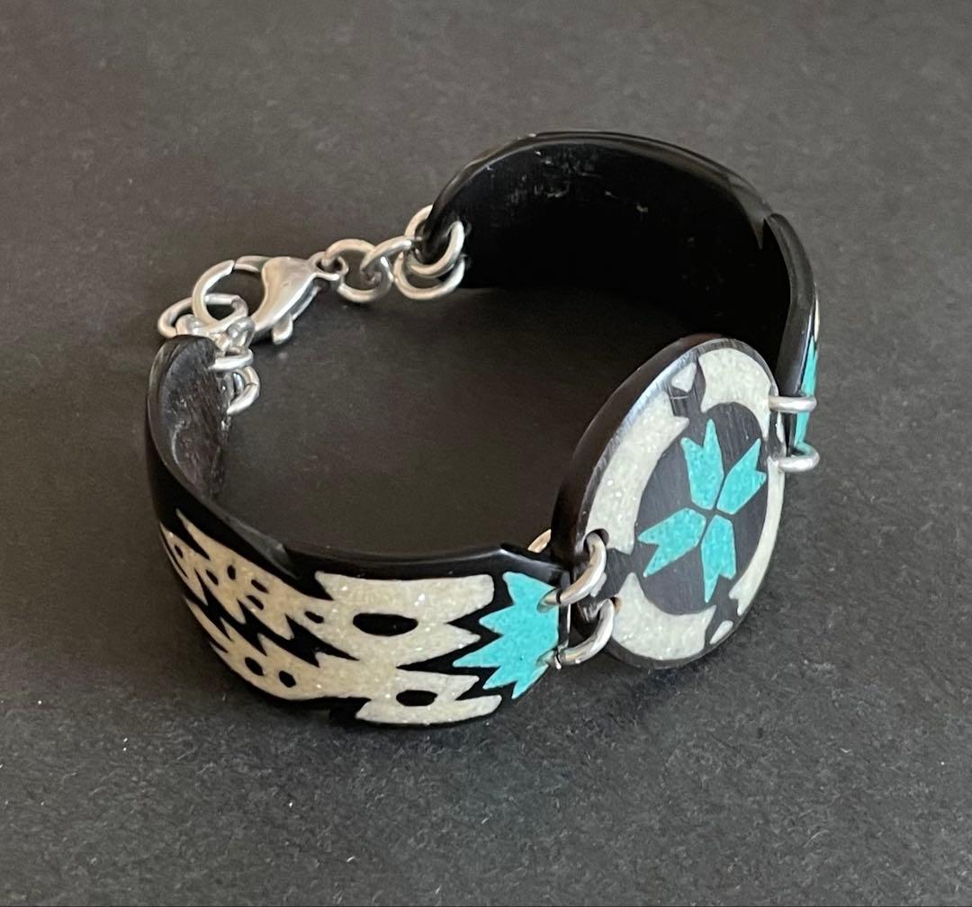 ヴィンテージ ラコタ族 バッファローホーン ブレスレット ターコイズ バングル