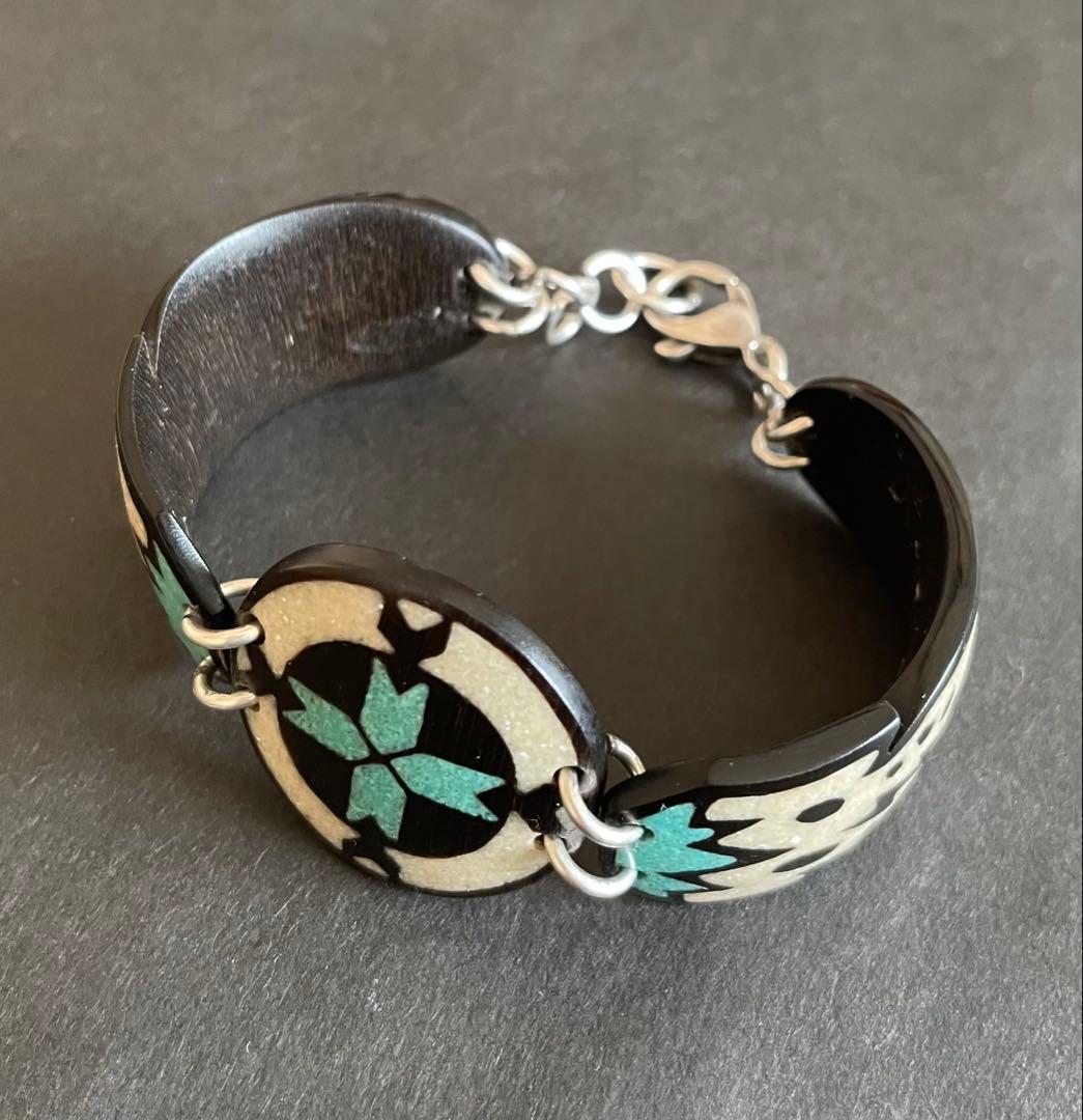 ヴィンテージ ラコタ族 バッファローホーン ブレスレット ターコイズ バングル