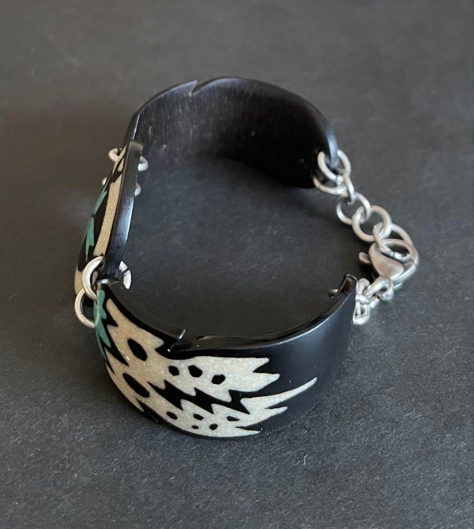 ヴィンテージ ラコタ族 バッファローホーン ブレスレット ターコイズ バングル