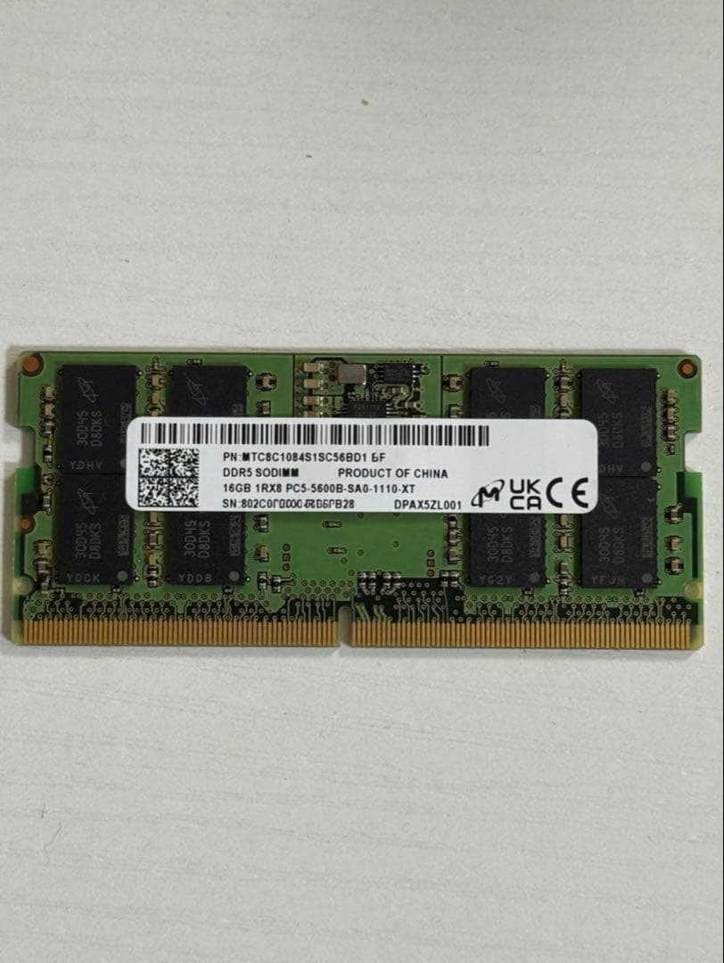 Micron DDR5 16GB 5600 SODIMM メモリー