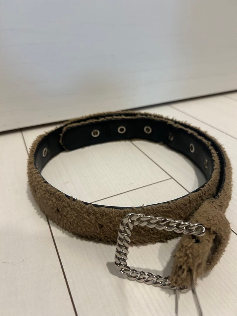 AFB ファーベルト Y2Kスタイル　茶色チェーンバックル　長さ105cm