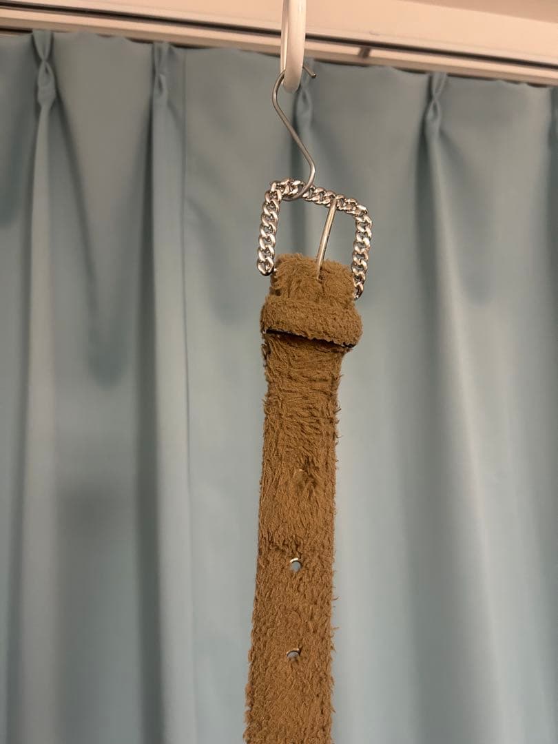 AFB ファーベルト Y2Kスタイル　茶色チェーンバックル　長さ105cm