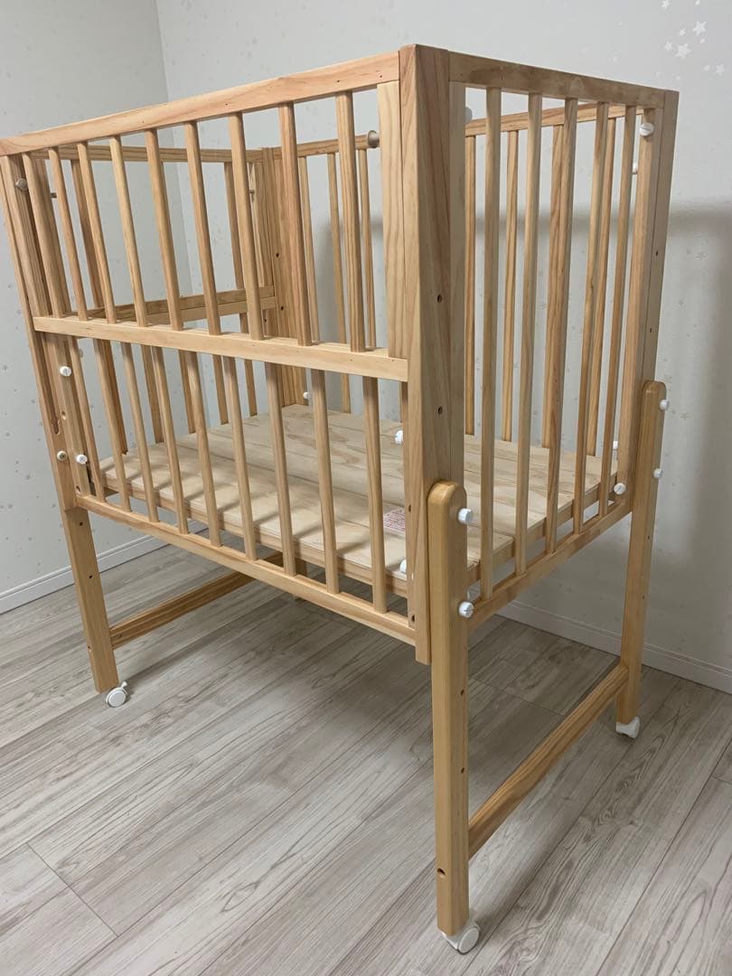 yamatoya ダブルオープンタイプベビーベッド キャスター付き