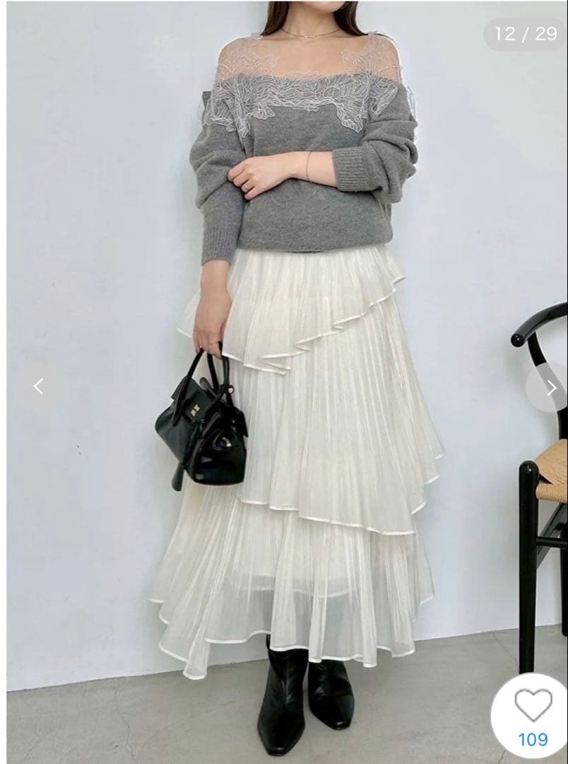 SNIDEL Sustainableプリーツティアードロングスカート