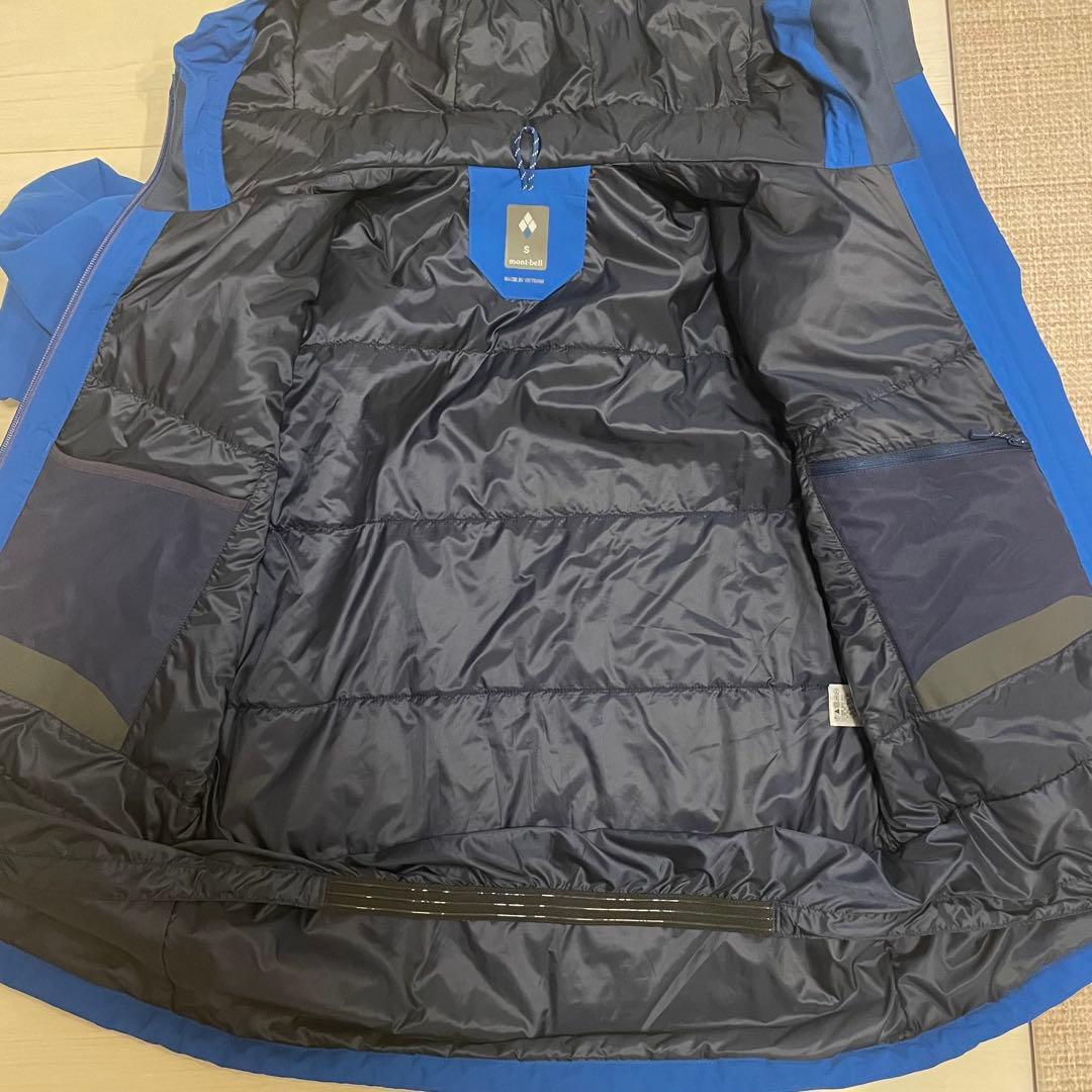 美品 24AW モンベル パウダーステップパーカ ブルー S スノースポーツ