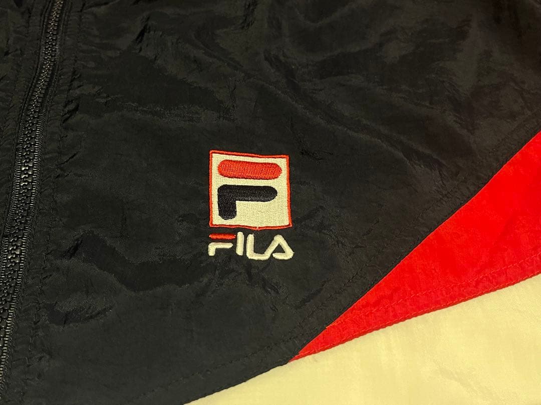 FILA 90s ビンテージ ナイロンジャケット Lネイビー 身幅65