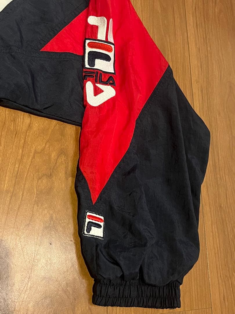 FILA 90s ビンテージ ナイロンジャケット Lネイビー 身幅65