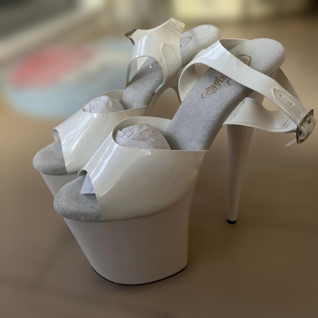 Pleaser FLAMAINGO-808N ホワイト オープントゥ ハイヒール