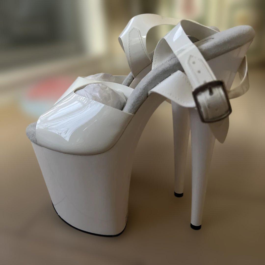 Pleaser FLAMAINGO-808N ホワイト オープントゥ ハイヒール