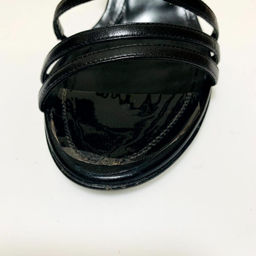 シャネル 黒 ストラップ　サンダル ヒール イタリア製　CHANEL