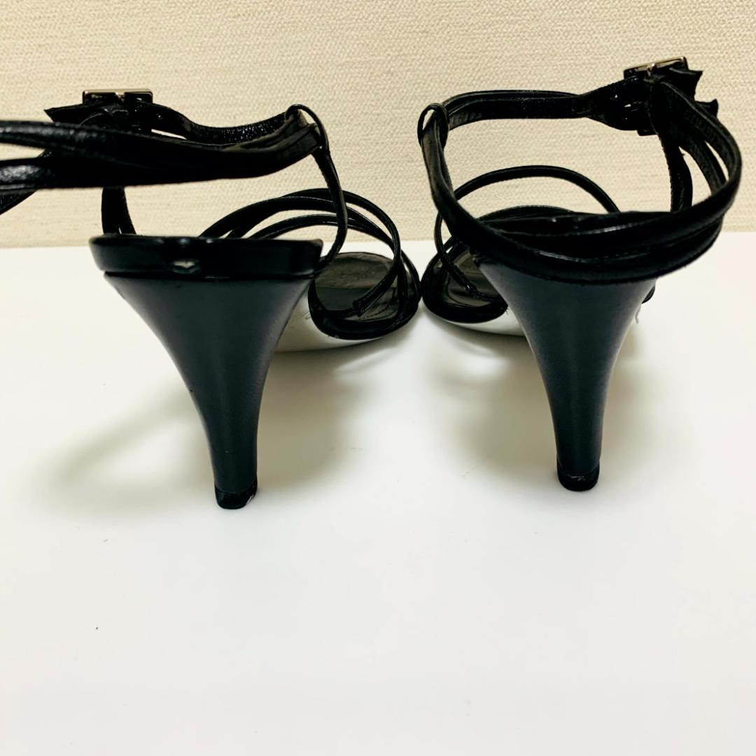 シャネル 黒 ストラップ　サンダル ヒール イタリア製　CHANEL