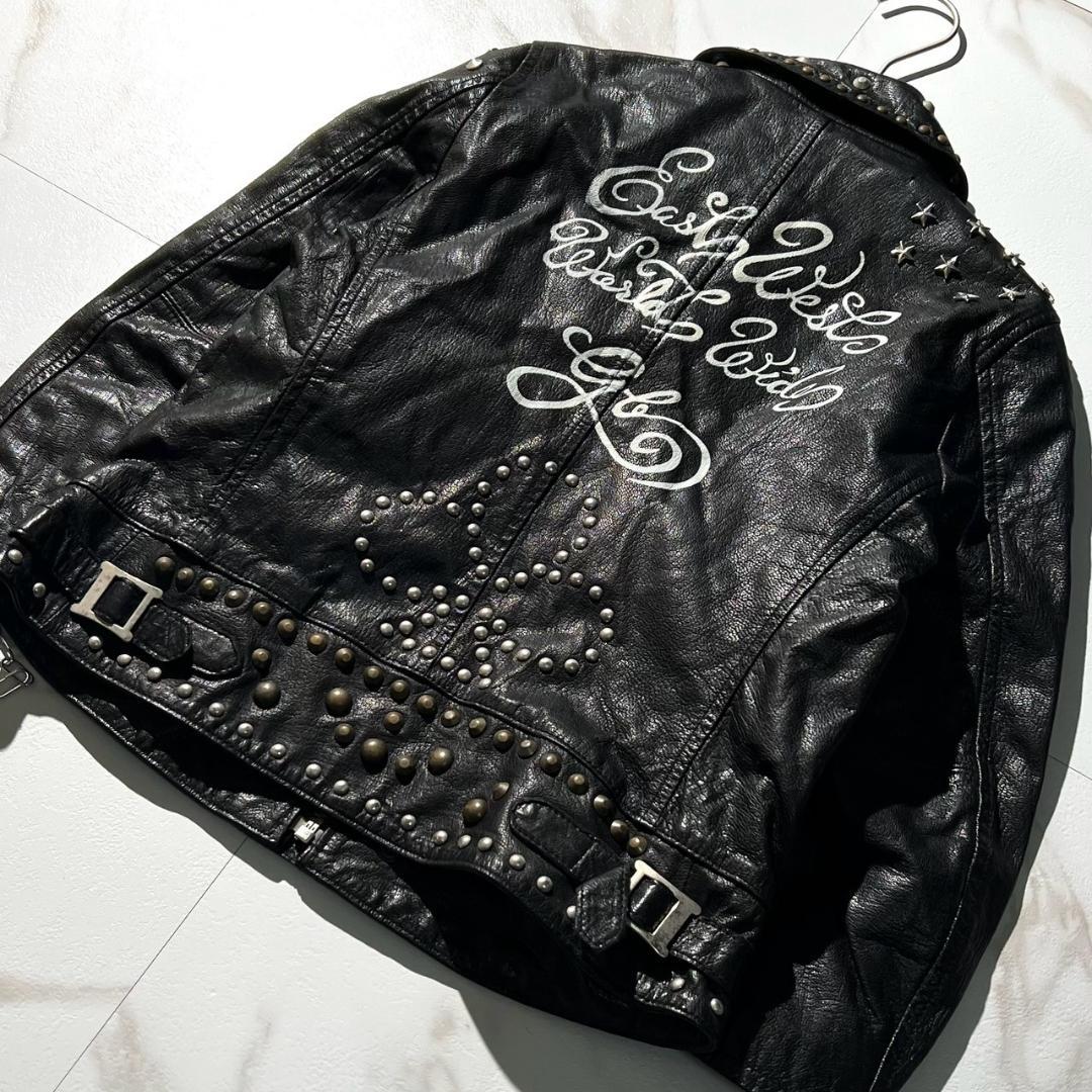 希少　GB SKINS　スター　総スタッズ　ライダース　チェーン　ブラック　黒