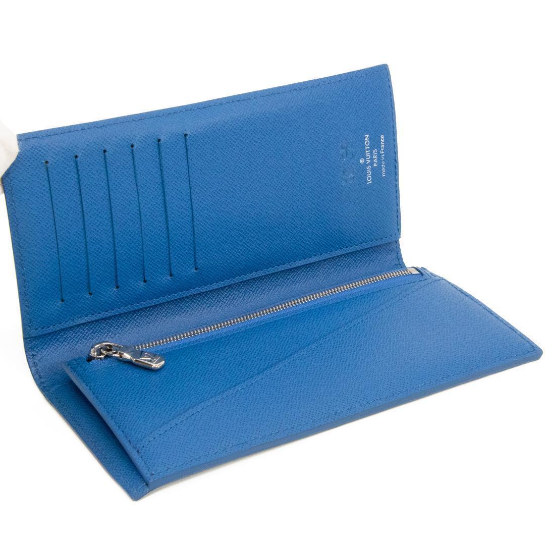 本物 ヴィトン 長財布 メンズ アレクサンドルNM ダミエ 黒 青 ロゴ スリム