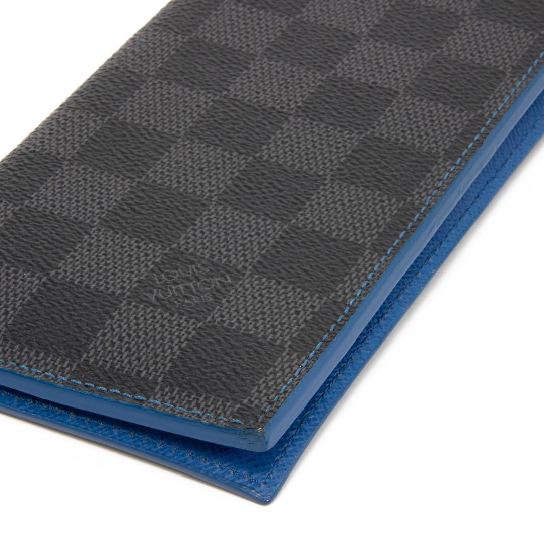 本物 ヴィトン 長財布 メンズ アレクサンドルNM ダミエ 黒 青 ロゴ スリム