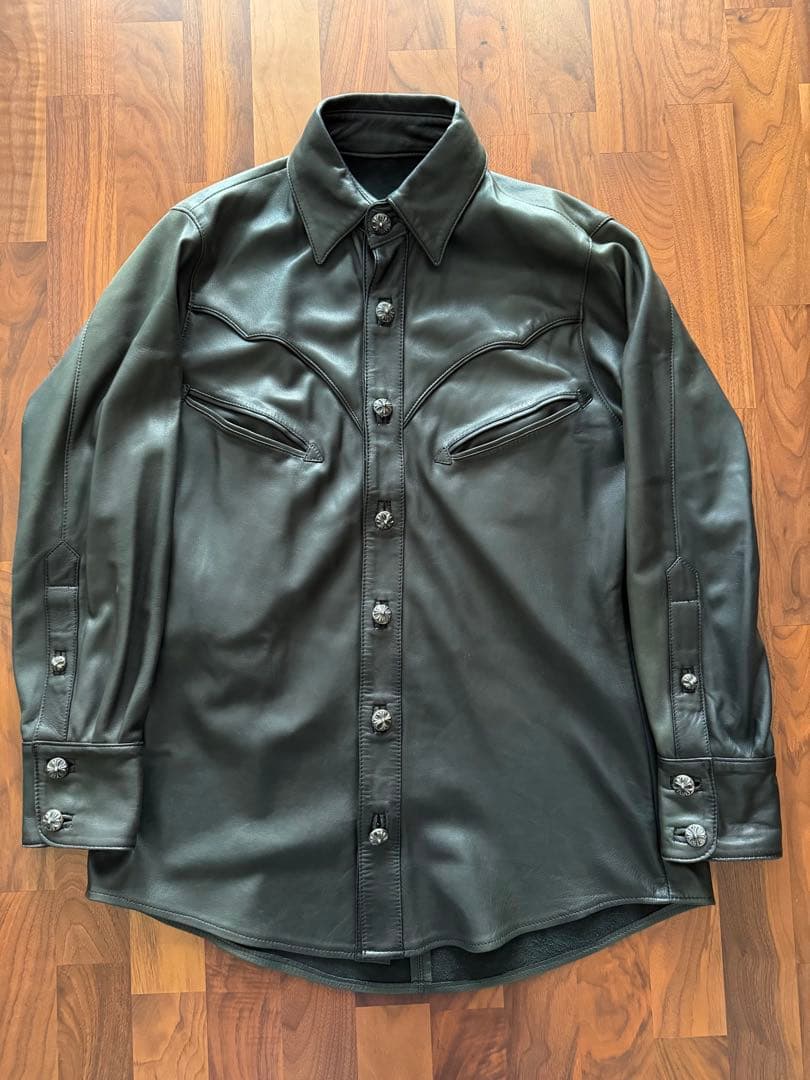 CHROME HEARTS クロムハーツ　ウェスタンレザーシャツ　ブラック
