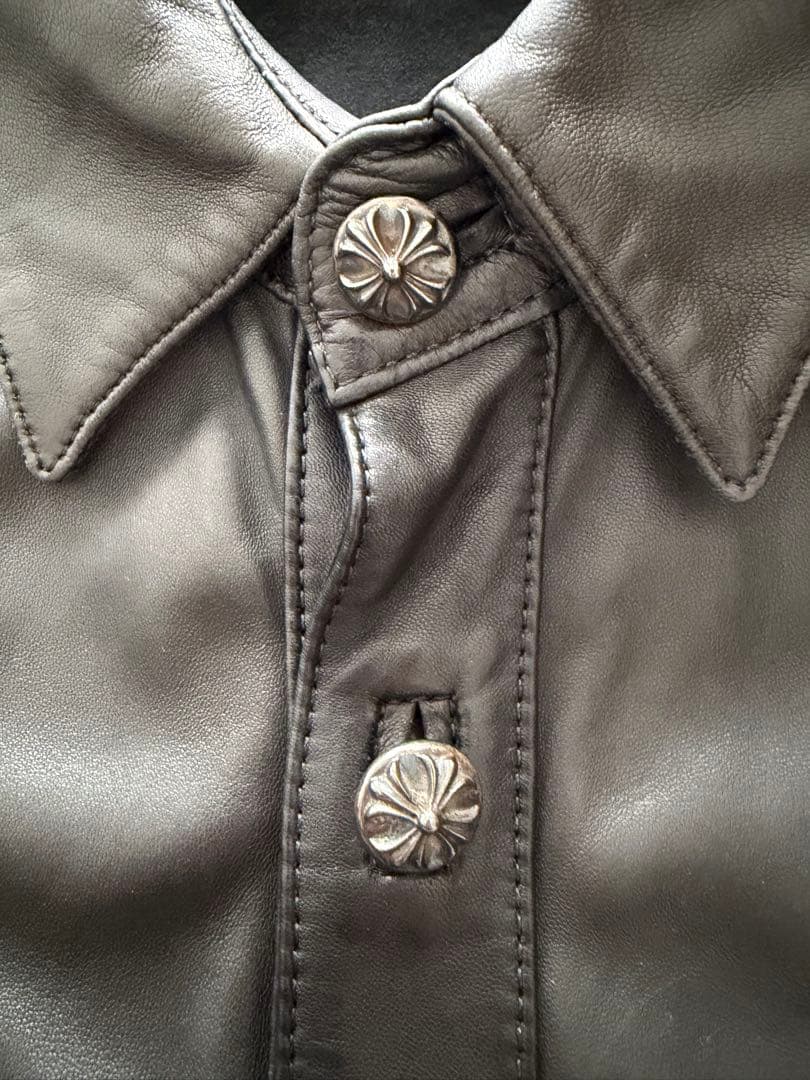 CHROME HEARTS クロムハーツ　ウェスタンレザーシャツ　ブラック