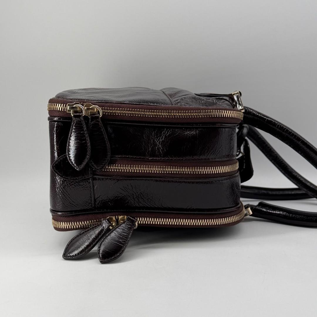 17669✨モラビト ビジュー パテントレザー ハンドバッグ ミニボストンバッグ