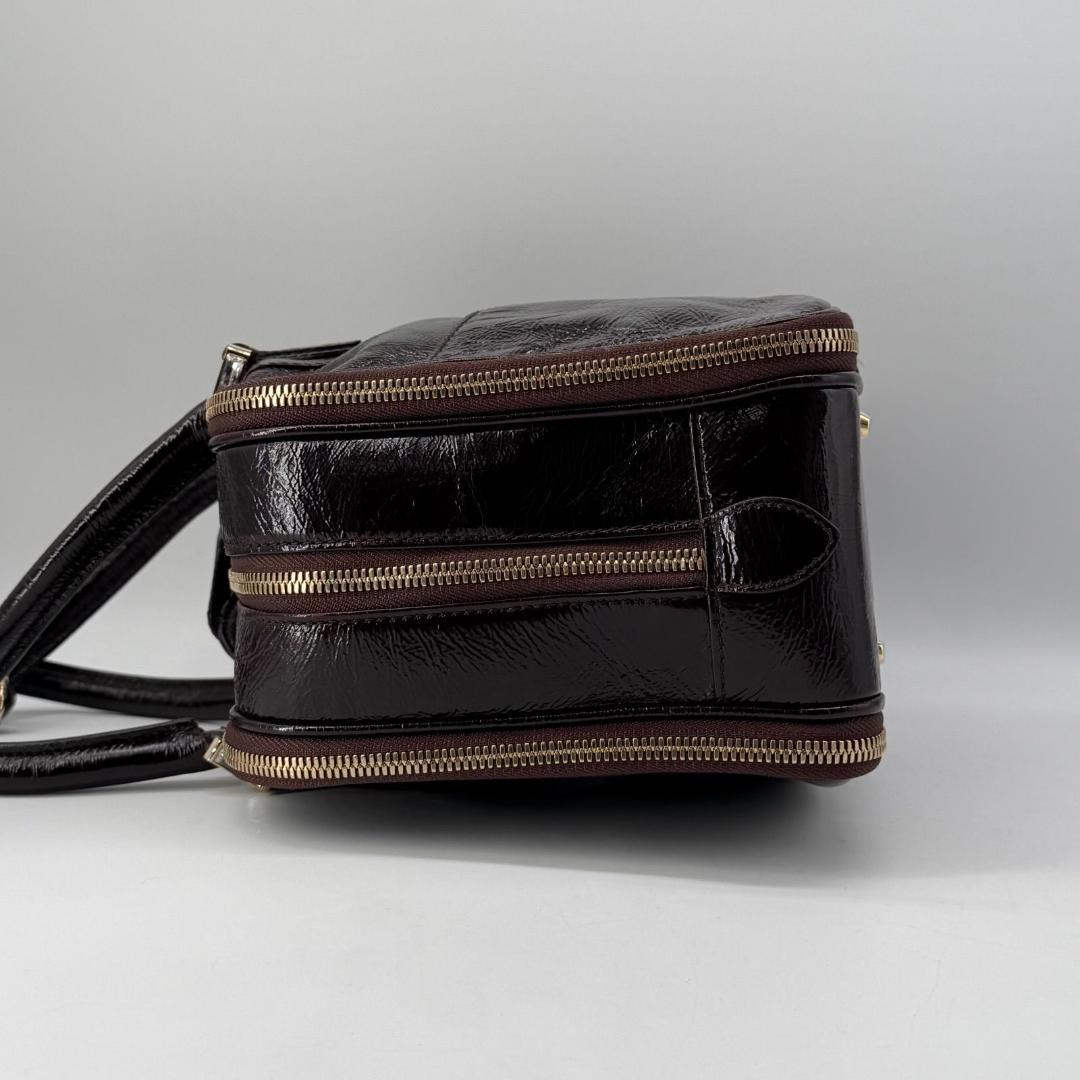 17669✨モラビト ビジュー パテントレザー ハンドバッグ ミニボストンバッグ