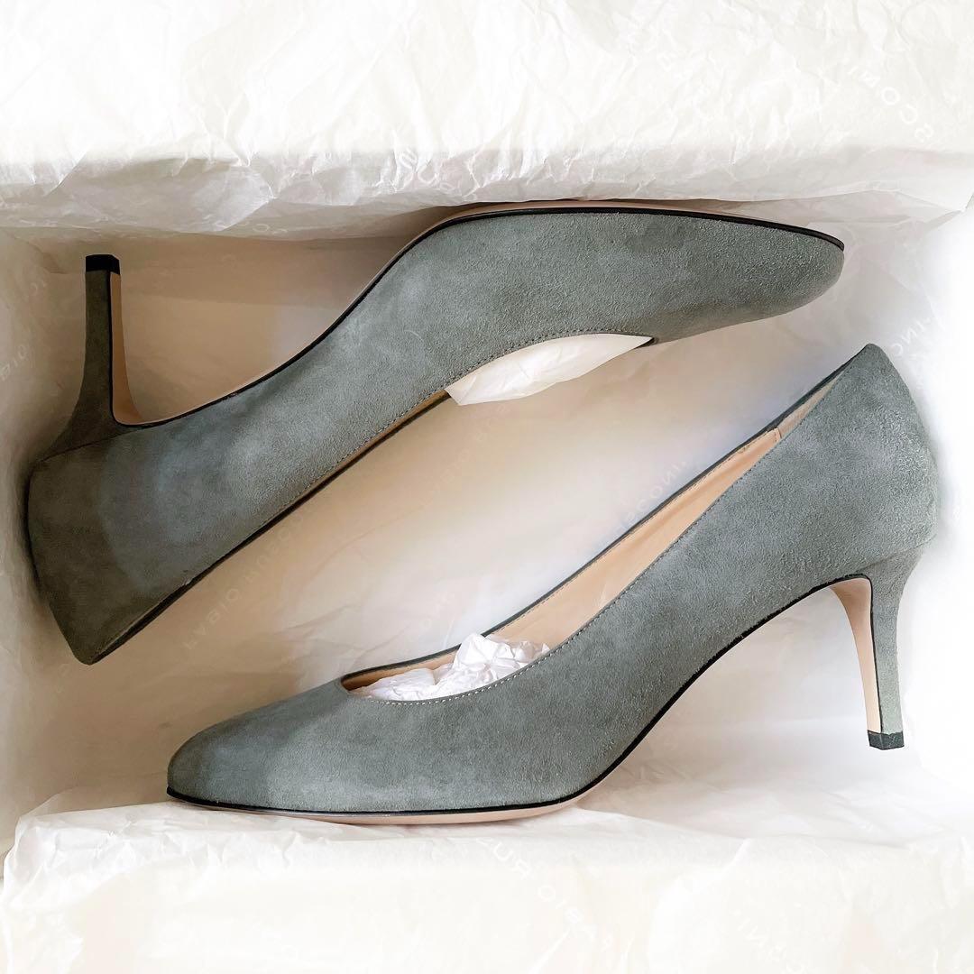 【箱付き未使用品】ファビオルスコーニ　スウェードパンプス　ラウンドトゥ　レザー