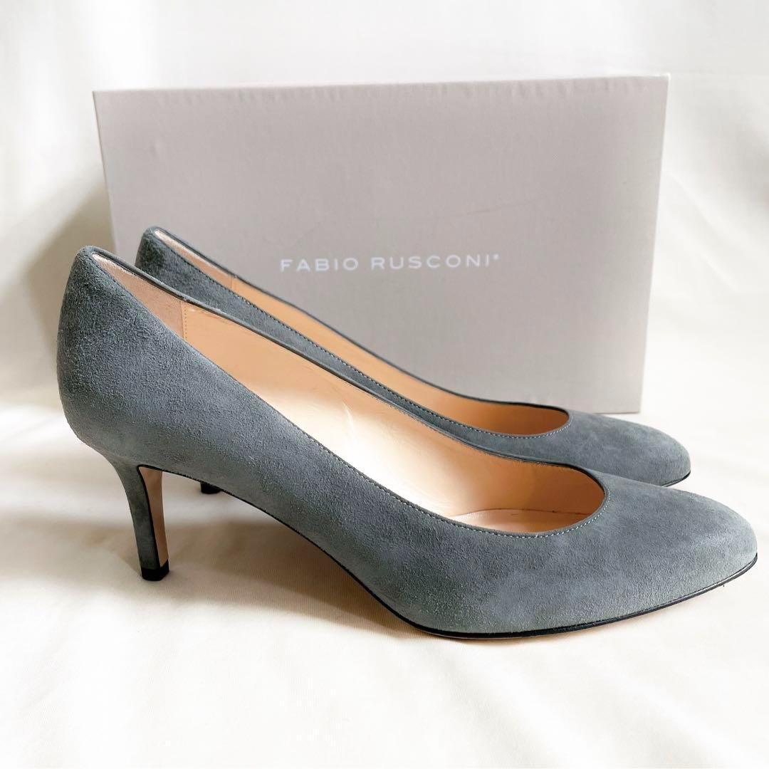 【箱付き未使用品】ファビオルスコーニ　スウェードパンプス　ラウンドトゥ　レザー